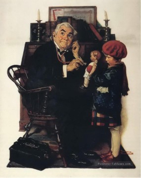 Norman Rockwell Painting - Doctor and Doll Norman Rockwell